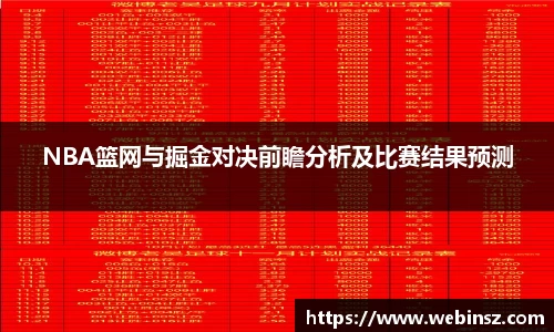 NBA篮网与掘金对决前瞻分析及比赛结果预测